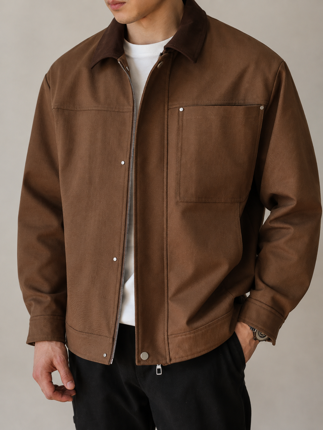 Resile Contrast-Collar Jacket