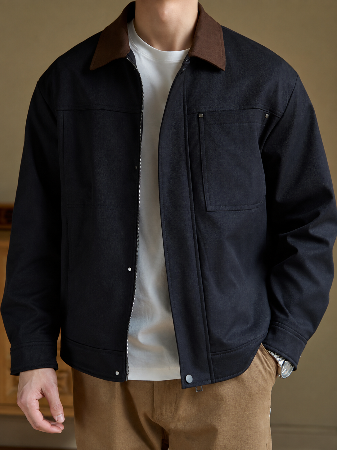 Resile Contrast-Collar Jacket