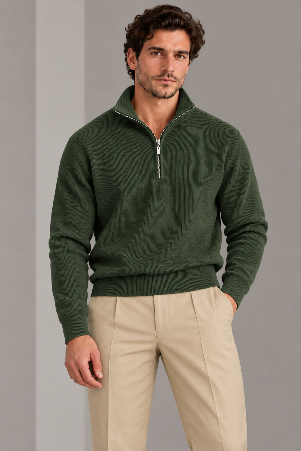 Sorrell Half-Zip Knit Dark Green