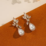 Pearl leaf earrings