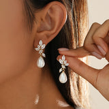Pearl leaf earrings