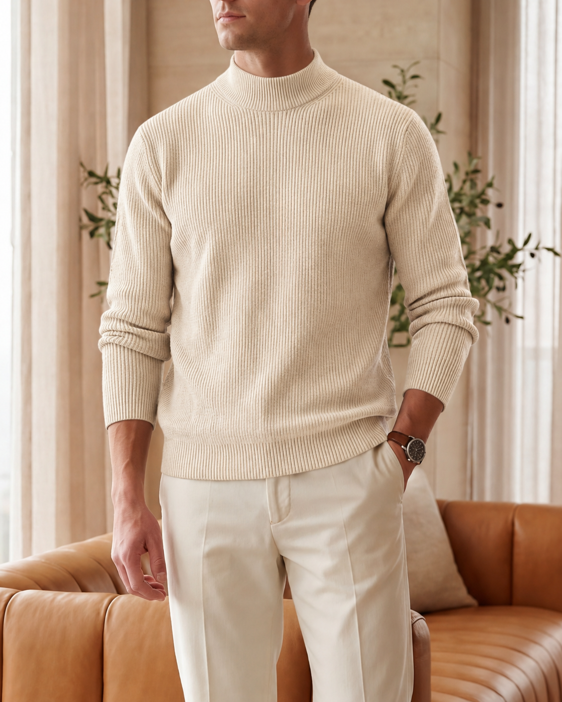 The Marchetti Ribbed Mock-Neck