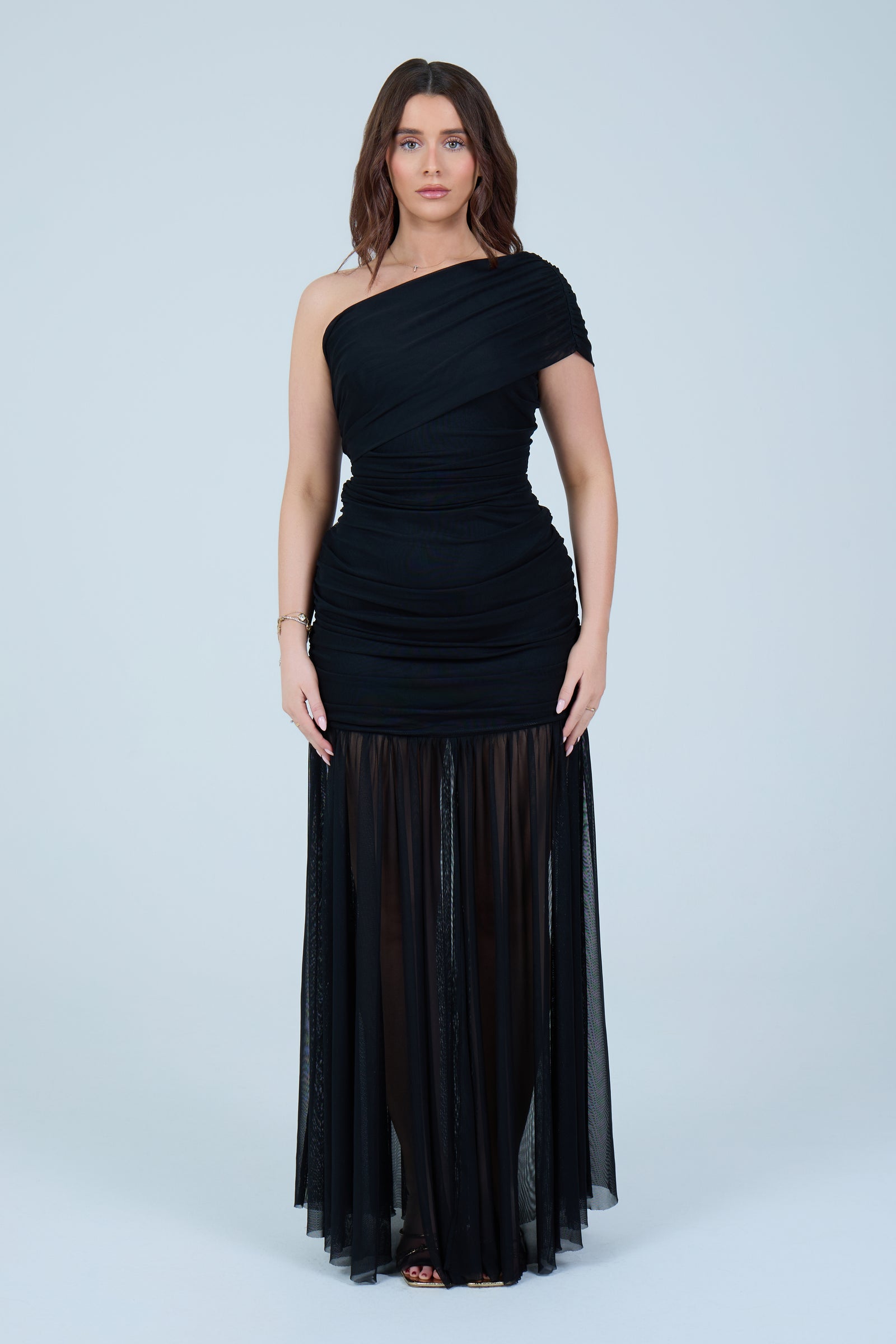 One-Shoulder Ruched Maxi Dress