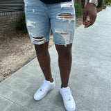 Distressed Denim Bermuda Shorts