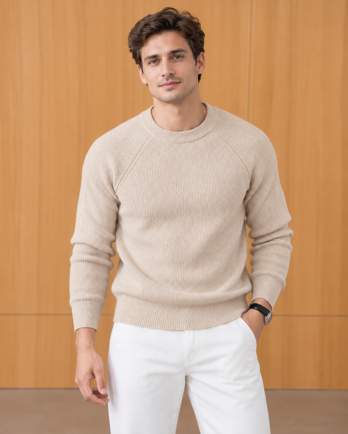 Annecy Ribbed Crew Cream